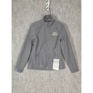 Eddie Bauer Womens Grey Shaded Crosshatch Soft Shell Jacket Small Duckhorn Logo